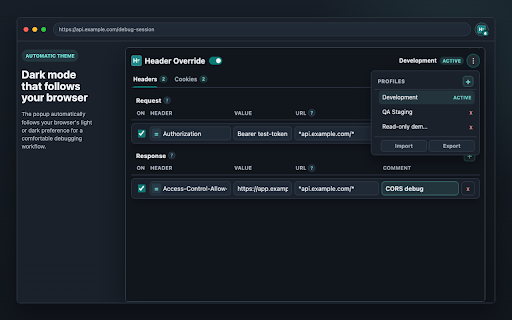Header Override: Modify HTTP Headers & Cookies :: Modify request headers, response headers, and cookies with local URL rules and profiles.