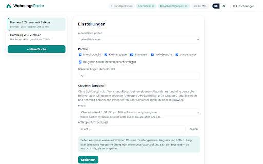 WohnungsRadar :: Finds rental homes in Germany for you: searches ImmoScout24, Kleinanzeigen, Immowelt & more, scores every ad, writes to landlords.