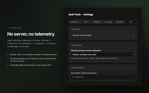 MxM Tools :: Unofficial helper for Musixmatch curators: editing shortcuts, AI transcription, review, lyrics comparison and quality reports.