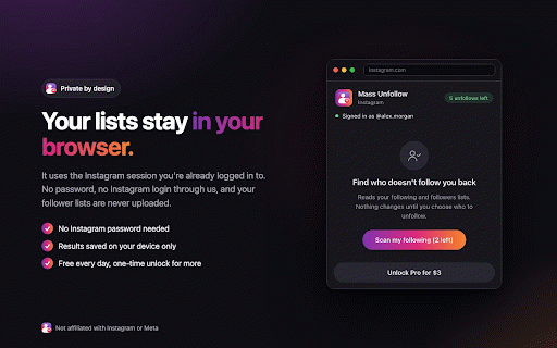 Instagram Mass Unfollow: Find Non-Followers :: Find and bulk-unfollow Instagram accounts that don't follow you back.
