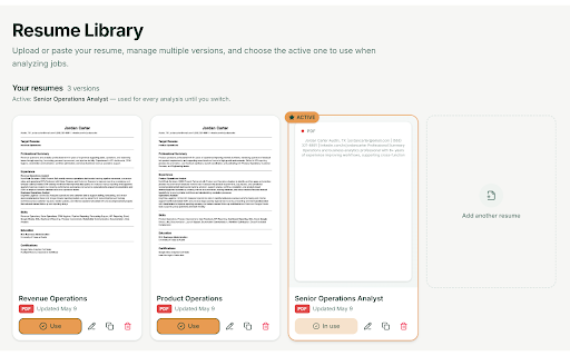 ResumeBetter Job Saver :: Capture the job posting on your current tab and send it straight to your ResumeBetter tracker or Job Analyzer.