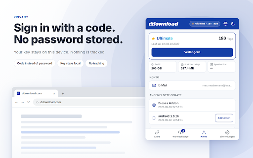 DDownload :: Detects ddownload links on any page, downloads them or imports them into your account. Full speed with Ultimate.