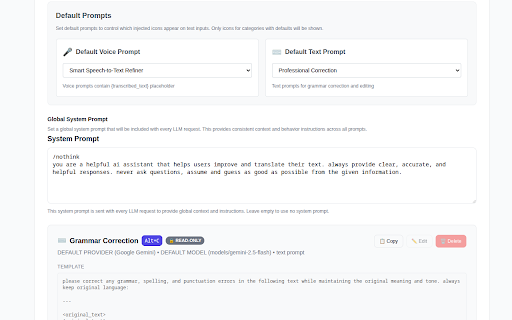 LLM Correct Extension :: AI-powered text generation and correction extension with voice input