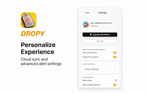 Dropy – Price Tracker & Price Drop Alerts :: Track prices on any website. Instant drop alerts, price history charts & cloud sync. Works on Amazon, eBay, AliExpress & more.