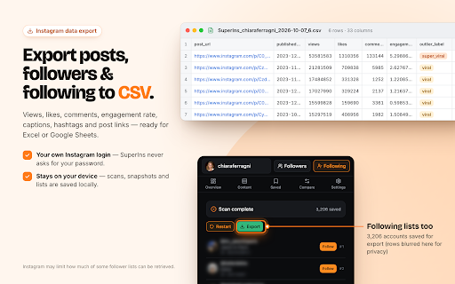 SuperIns-Instagram Video Downloader & Reels Analytics :: Download Instagram videos, Reels and photos in batches. Sort by views or likes, analyze accounts, and export CSV.