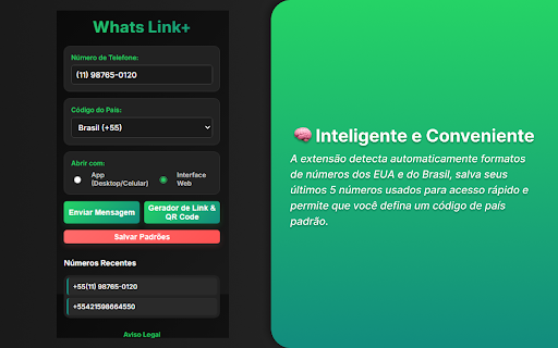 Whats Link+: WA Mensagem Direta Fácil e QR Code :: A forma mais rápida de iniciar conversas no WhatsApp. Envie mensagens, crie links e gere QR codes