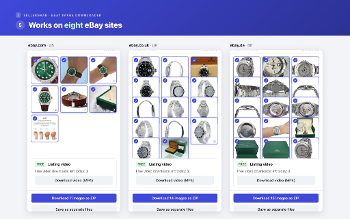 eBay Video Downloader — Save Listing Videos as MP4 :: Save eBay listing videos as playable MP4 files and download every product image in HD. Free use needs no account.