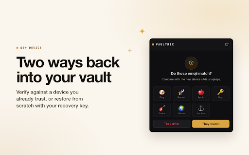 Vaultrix - Password Manager on Matrix :: End-to-end encrypted password manager that syncs over Matrix. Your vault is a private encrypted room on any homeserver.