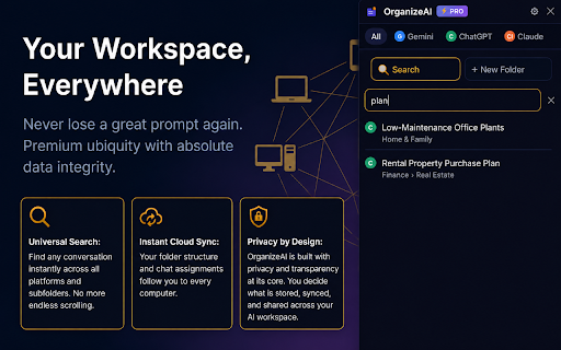 OrganizeAI – ChatGPT, Gemini & Claude Folders :: Organize ChatGPT, Gemini & Claude.ai chats into folders — one sidebar, all your AI chat history.