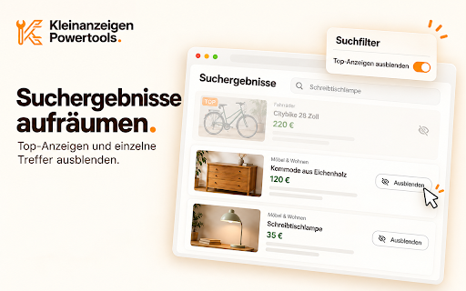 Kleinanzeigen Powertools: Anzeigen neu einstellen & duplizieren :: Anzeigen neu einstellen und duplizieren, Vorlagen nutzen und Suchergebnisse filtern. 7 Tage kostenlos testen.