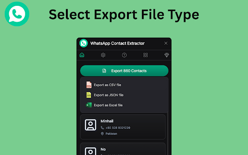 WhatsApp Contact Extractor :: Export WhatsApp contacts with WhatsApp Contact Extractor. Save numbers and names to CSV, Excel, or JSON for easy backup.