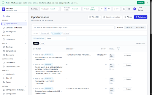 LicitaFlow :: Postula a Compra Ágil y Licitaciones LE de Mercado Público desde tu dashboard LicitaFlow