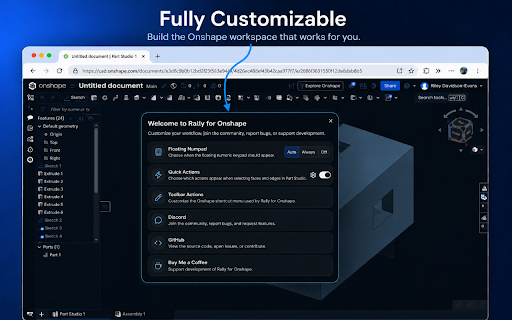 Rally for Onshape :: Make Onshape faster, cleaner, and easier to use.