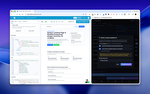 PageFlow AI - Landing Page Builder :: AI landing page builder: generate, visually edit & inject pages to your marketing platform editor. Bring your own AI key (BYOK).