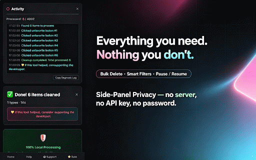 Eraser for TikTok :: Batch cleanup tool for TikTok
