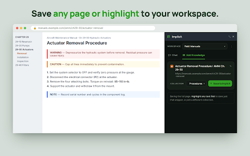 Implicit :: Your knowledge companion - Save web pages to collections and chat with AI about content