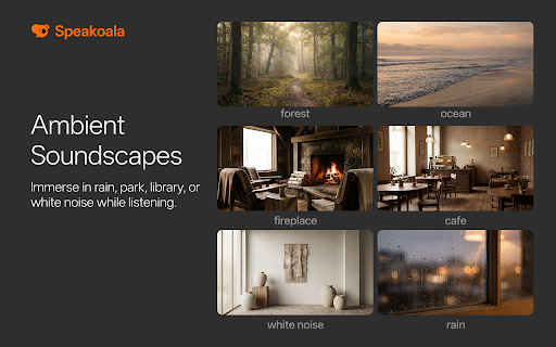 Speakoala - Text to Speech (TTS) :: Use natural voices to read any website and local documents, with support for area selection playback.