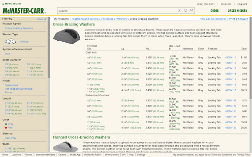 McMetric :: Metric equivalents next to imperial measurements on McMaster-Carr, plus dark and beige themes.