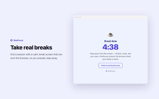 OneFocus :: One calm toolbar for focus: a timer, tab and window limits, feed and ad blocking, and distraction-free reading.