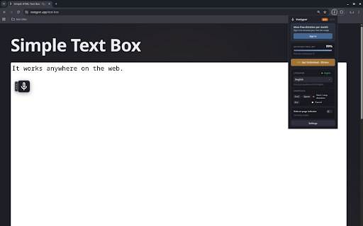 Voxtyper: Speech to Text & Dictation :: Accurate speech to text dictation with automatic punctuation and capitalization. Voice type into any text field with Ctrl+Space.