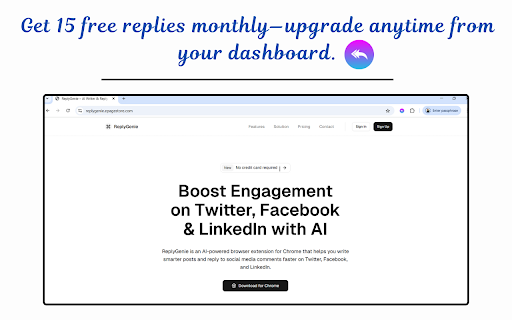 ReplyGenie:AI Reply & Post Assistant :: ReplyGenie helps you write smarter on Twitter, Facebook & LinkedIn.