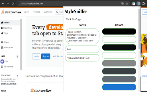 StyleSniffer :: A Chrome extension to extract font families and colors used in the current website.