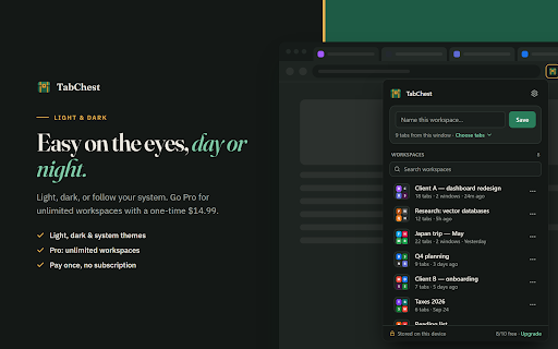 TabChest :: Save and restore tab workspaces. Your data stays on your device.