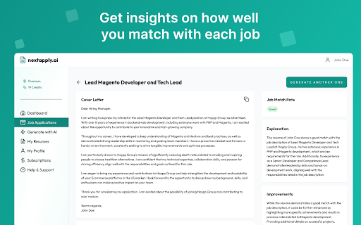 NextApply.ai :: Generate personalized cover letters instantly with AI-powered assistance and increase your chances of landing your dream job.