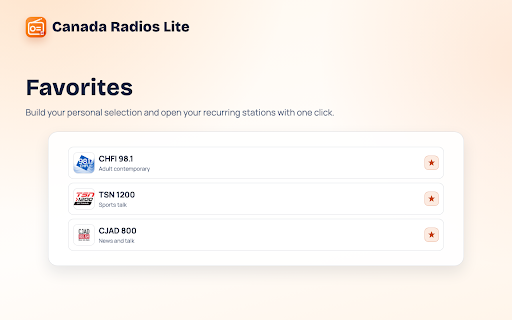 Canada Radios Lite: +560 Live Radio Stations Ad-Free :: Listen to Canadian radio stations live, ad-free, and hassle-free.