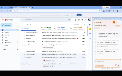 Browzey: Automate Browser Tasks with AI :: AI companion for browser automation in Chrome. Navigates sites, fills forms, extracts data & runs workflows in natural language.