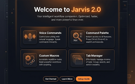 Jarvis: AI Voice Assistant & Browser Agent :: Control your browser offline using voice & text commands. Automate tabs, bookmarks, and daily browsing tasks with your AI agent.