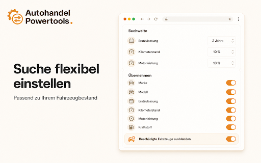 Autohandel Powertools :: Auto1- und Autobid-Fahrzeuge per Klick auf mobile.de vergleichen – mit automatisch übernommenen Suchfiltern.