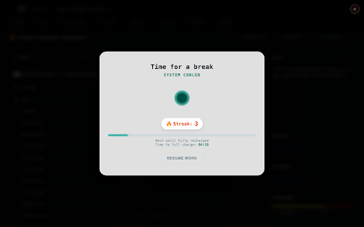 Break Reminder :: Don't just track time; protect your energy. A bio-rhythm monitor that helps you recharge with breathing exercises and avoid burnout.