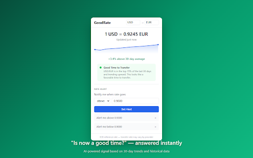 GoodRate :: Track exchange rates and get notified when it's a good time to transfer money.