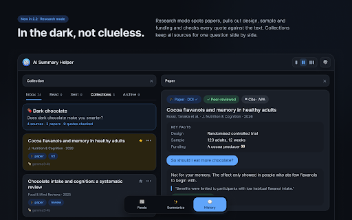 AI Summary Helper – Summarize Web Pages & PDFs (BYOK, Ollama) :: Summarize any web page, PDF or YouTube video in 41 languages with your own AI key or local Ollama. Private, open source, no account.