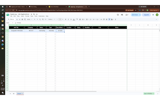 ApplyLog Job Tracker :: Track your job/internship applications and automatically sync them to Google Sheets!