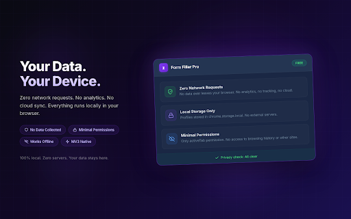 Form Filler Pro :: Free auto-fill extension with saved profiles. Smart field detection, random test data generator. For QA testers & developers.