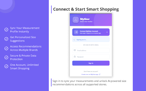 MySizer - Size Tracker :: Access your MySizer account and view your saved size measurements