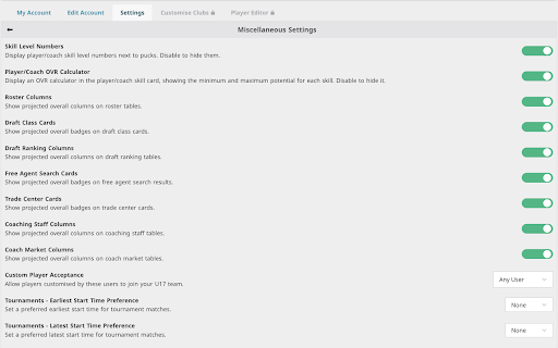 Hockey Nation OVR Calculator :: Calculates player's min and max potential on various pages