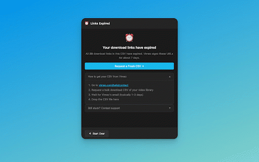 Bulk Downloader for Vimeo · Original Quality :: Bulk-download your entire Vimeo library at original upload quality — the only tool that goes beyond Vimeo's compressed versions.