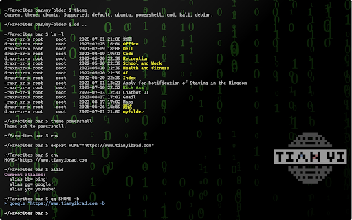 Start Terminal :: Replace the default New Tab page with a terminal-like interface.
