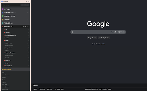 Stashbar :: A persistent sidebar for bookmarks with stashes, groups, links, and smart tab hibernation.