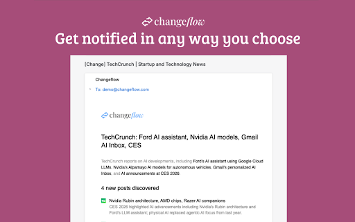 Changeflow - Subscribe to page updates :: Stop refreshing pages. Get AI summaries when websites change. Track prices, competitors, regulations, jobs.