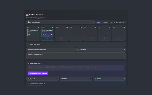 SkoolAid :: Schedule Skool posts, automate welcome DMs, run engagement games, and find posts worth replying to.