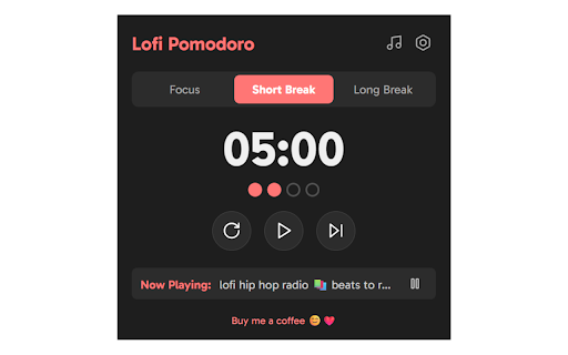 Lofi Pomodoro :: A simple pomodoro timer with lo-fi music streams.