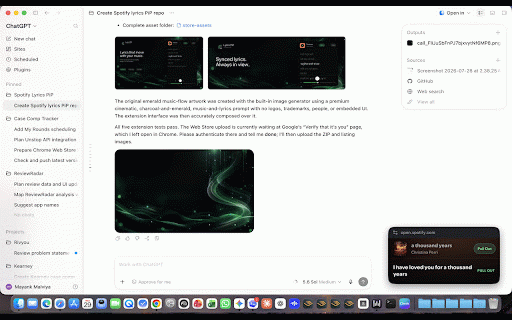 Spotify Lyrics Pop-Out :: Floating, synchronized lyrics for Spotify Web in a resizable Picture-in-Picture window.