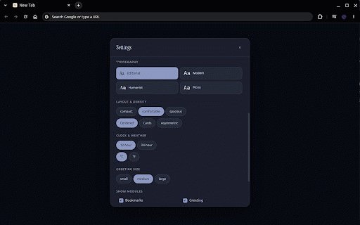 Minima - Your minimal homepage (No Ads) :: A beautifully minimal, fully-featured new tab page. No ads. No trackers. Completely free.