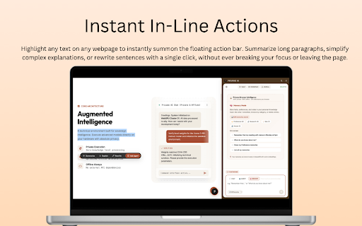Privane Browser Intelligence :: 100% private, on-device AI browser assistant. Summarize, research, and chat using WebGPU — no data ever leaves your device.