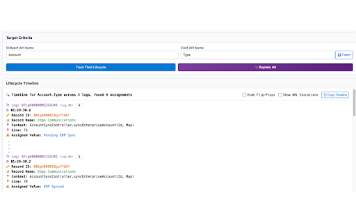 Salesforce AI Analyzer :: DevTools for Salesforce: Inspect SOQL logs, API Callouts, LWC component trees, and Field History with Agentforce AI.