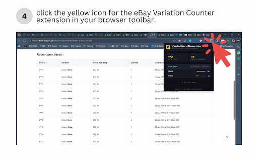 eBay Variation Counter :: Track eBay variation sales in 30 days. Sold counts in dropdowns, Counter button, and SKU List flyout with Copy & CSV export.